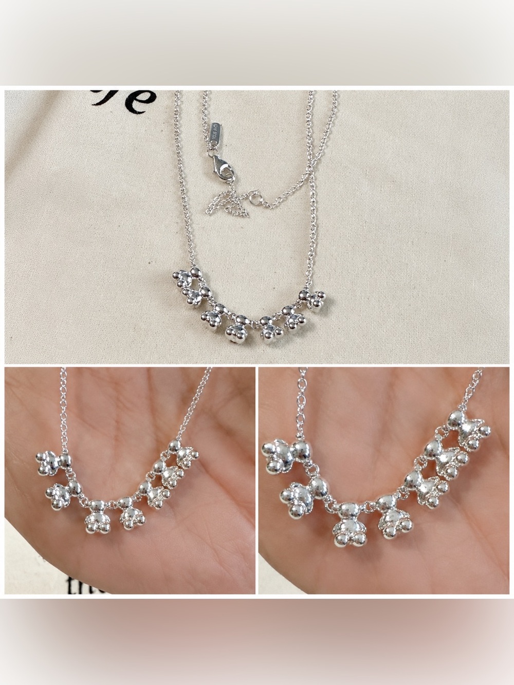 (Used )Elegant Silver Necklace with Crystal Accents 925